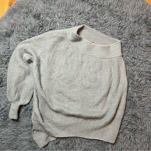 (Nude) Light Blue One Shoulder Alpaca Sweater Size S